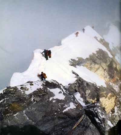 
Scott Fischer Photo Of Climbers Descending From Everest Hillary Step May 10, 1996 At 4pm - Everest Mountain Without Mercy book
